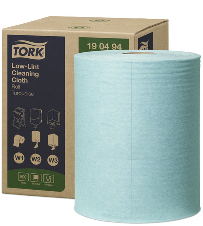 190494 TORK Czyściwo włókninowe w roli 27,5x25,2cm 1-warstwowe 180mb 1 rolka turkusowe o niskiej pylności